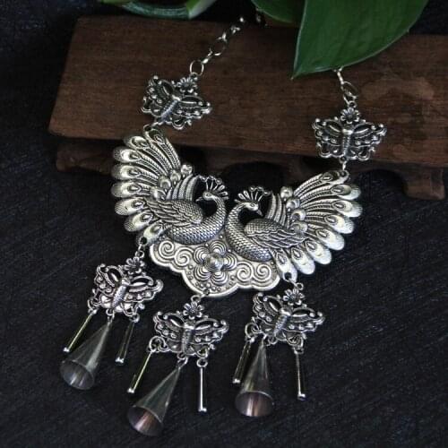 Ethnic style retro Necklace collar sweater chain accessories Miao silver female phoenix Necklace multiple styles