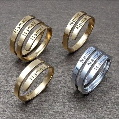 Personalized Name Ring Custom Double Name Ring Engraving Nameplate Ring Gold Anniversary Jewelry Valentines Day Gift for Women