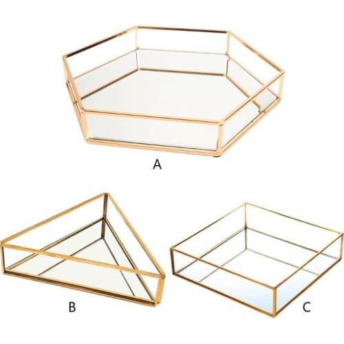 Gold Mirror Jewelry Tray Perfume Tray Mirror Vanity Tray Dresser Tray Ornate Tray Metal Decorative Tray Jewelry Perfume Organize