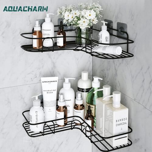 Bathroom Shampoo Storage Rack Holder Kitchen Punch Corner Frame Shower Shelf with Suction Cup Bathroom Accessories