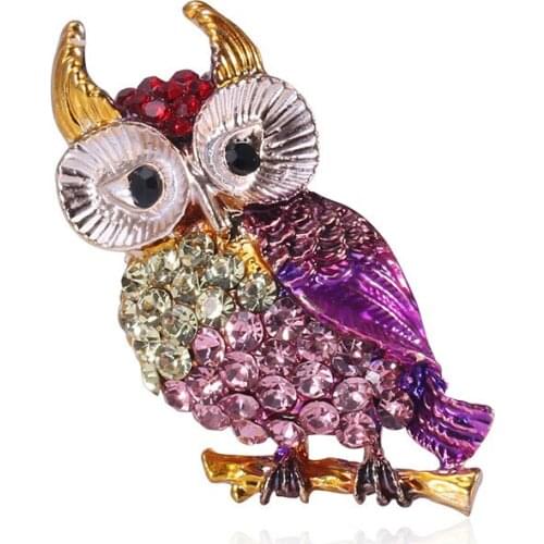 Popular fashion animal owl brooch contracted joker diamond brooch personality clothing accessories spot