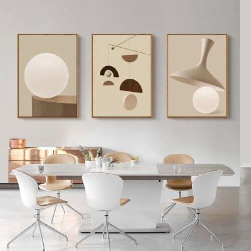 Scandinavia Poster and Print Abstract Beige Geometric Canvas Painting Modern Wall Art Pictures for Living Room Interior Decor