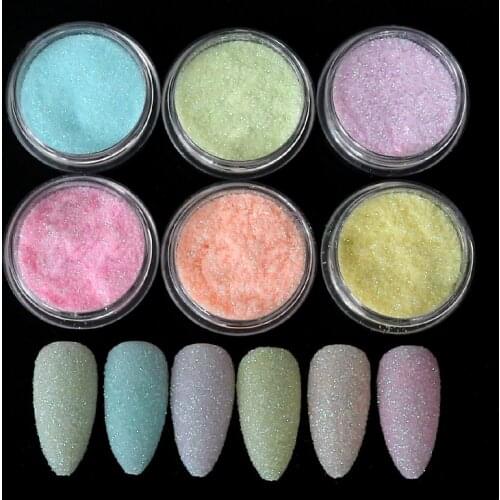 6 Colors Shining Sugar Nail Glitter Powder Pigment Shiny Candy Color Dipping Dust Nail Art Sequins Polish Manicure Decorations