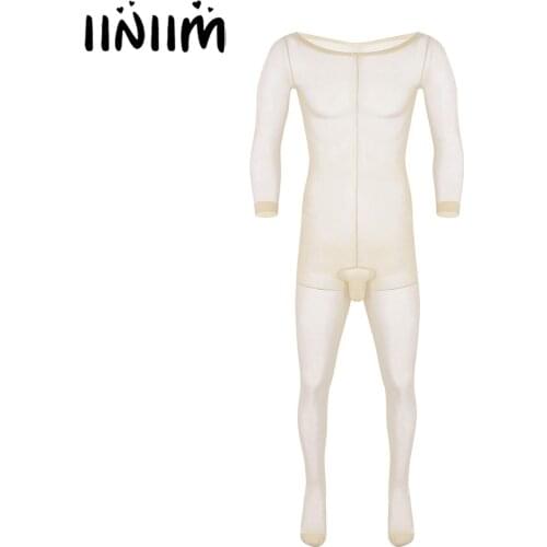 Sexy Doll Bodystockings Men Sissy Sheer Mesh Full Body Stocking Lingerie Ultra-Thin Penis Sheath Bodycon Pantyhose Gay Underwear