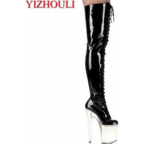 Super high heels, midnight store 20cm high heel seduced model girl dance shoes, baking paint ultra knee-high Dance Shoes