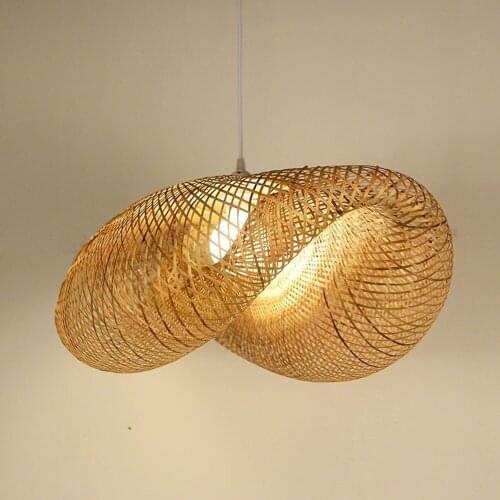 Vintage Bamboo Suspension Fixture Hanging Light Wicker Rattan Home Lighting for Living Room Dinning Room Pendant Lamps PA0211