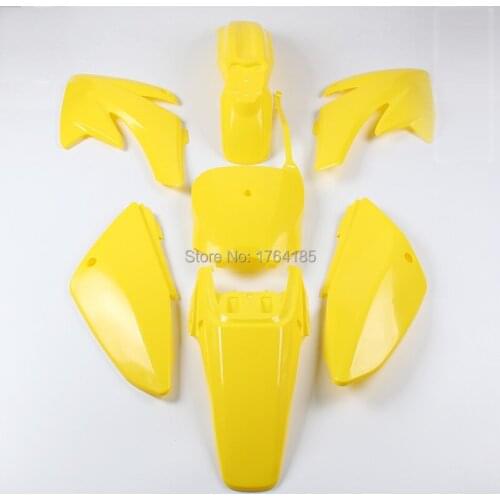 Yellow Plastic covers Fairing Kits CRF70 dirt Pit Bike Procket Bike Xmotos Baja DR50 49 50cc 70 90 110 Kayo HK160