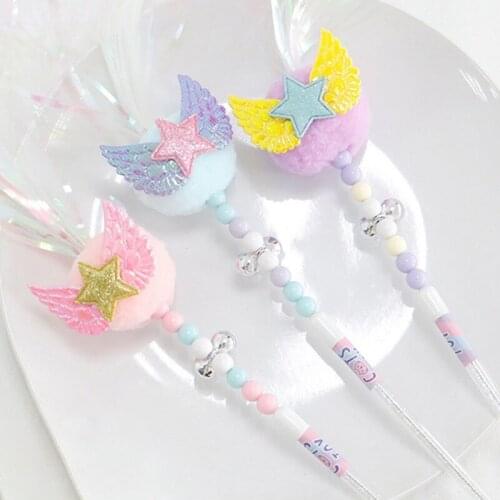 Cat Interactive Toy Stick Wand Toy With Small Bell Toys Plastic Artificial Colorful Tassel Ribbon Cat Teaser Toy Accessories