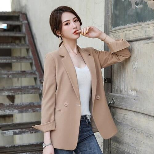 Womens 2020 Autumn New White Women Blazers Jacket Female Korean Fashion Temperament Loose Long-sleeved Blazers Women Tops A1000