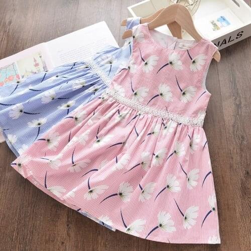 3-7 Years Summer Dress Fashion Girls Floral Dresses Sleeveless Princess Clothing Flowers Sashes Dress Kids Baby Sweet Costumes