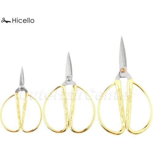 Hicello 1PC Gold Sewing Scissors Short Cutter Durable Stainless Steel Vintage Tailor Scissors Fabric Craft Household Tool 3 Size