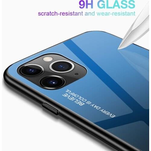 10pcs Gradient Tempered Glass TPU Hard Case Rainbow Shockproof Cover For iPhone 13 Pro Max 12 Mini 11 XS XR X 8 7 6 6S Plus SE