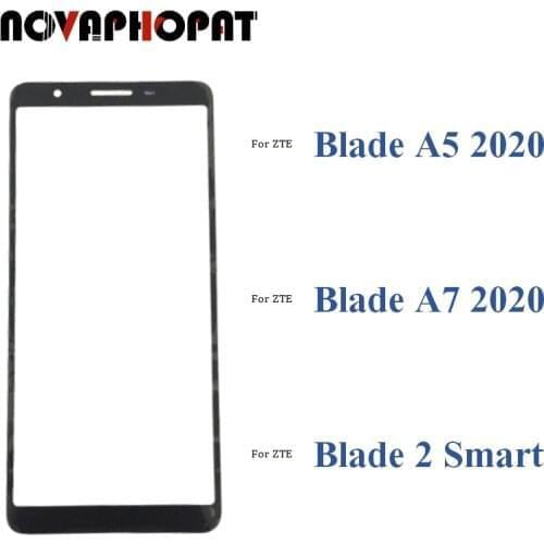 Novaphopat Black Front Digitizer LCD Sensor Glass Panel For ZTE Blade A5 A7 2020 Blade 2 Smart Touch Screen Glass lens 10pcs/lot