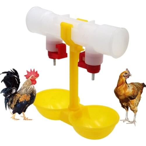 15Pcs Chicken Water Cup Hanging Double Cups Poultry Duck Pigeon Quail drinking cup Yellow water bowl Ball nipple For 25mm pipes
