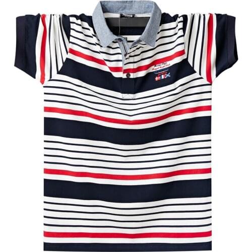 2021 Fashion striped mens polo shirt Summer cotton comfortable short-sleeved business embroidered polo shirt Oversized 5XL 6XL