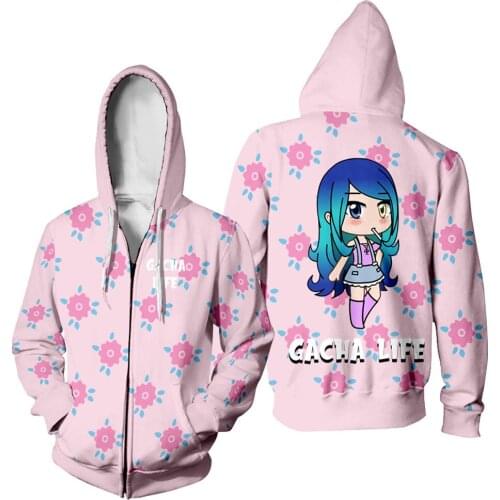 2021 New Arrival Gacha Life Men/Women Zipper Hoodies 3D Print Game Fashion Sweatshirt Long Sleeve Coat Plus Size Zipper Hooded