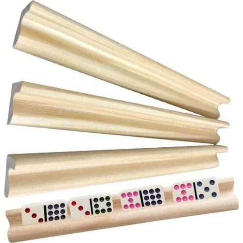 4Pcs Domino Trays Wood Domino Racks Domino Holders for Domino Tiles Game Rack for Kids Seniors Adults Professional Players