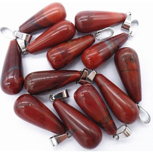 50Pcs 25x10mm Wholesale Natural Deep Red Rainbow Jasper Teardrop Pendant Bead DIY Earrings Handmade Jewelry Accessories S671