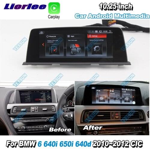 Liorlee Car Audio Video Stereo For BMW 6 650i 640d 640i 2010-2012 CIC Car GPS Navigation HD Screen Android Multimedia Player