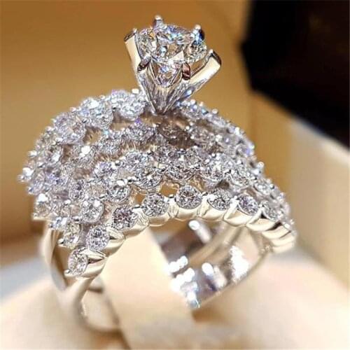Babysbreath Engagement for Women Love Girl Promise Rings Jewelry Luxury Crystal Zircon Wedding Double Stackable Ring Bijou