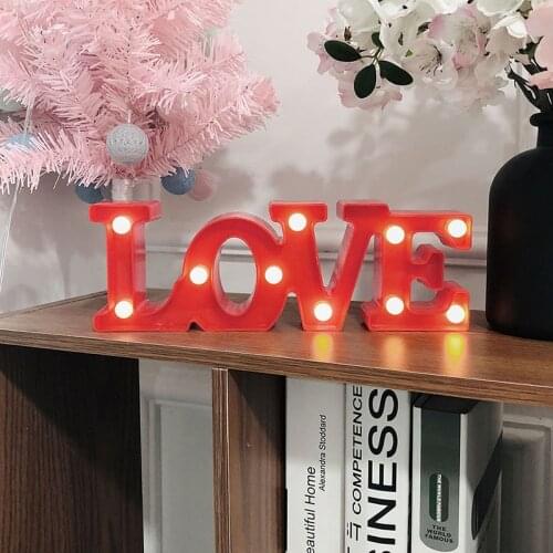 3D Love Heart Marquee Letter Lamps Indoor Decorative Lamps LED Night Light Wedding Decor Romantic Valentines Day Gift Cocina