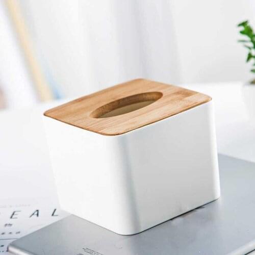 Wooden Plastic Tissue Box Solid Wood Napkin Holder Case Stylish Bamboo Covered Towel Boxes Simple Fashion Household Carton #03