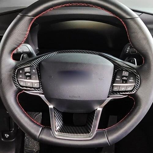 For Ford Explorer 2020 2021 ABS Carbon Fiber Car Steering Wheel Cover Trim Sticker Interior Accessories Car-styling Sticker