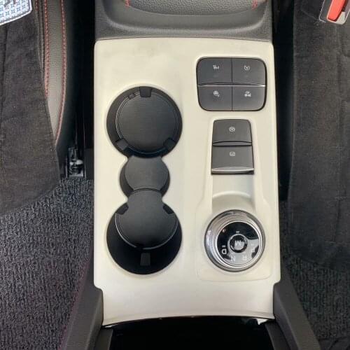 For Ford Kuga Escape 2020 2021 ABS Carbon Fiber Car Gear Shift Panel Water Cup Holder Front Storage Box Panel Cover Stickers