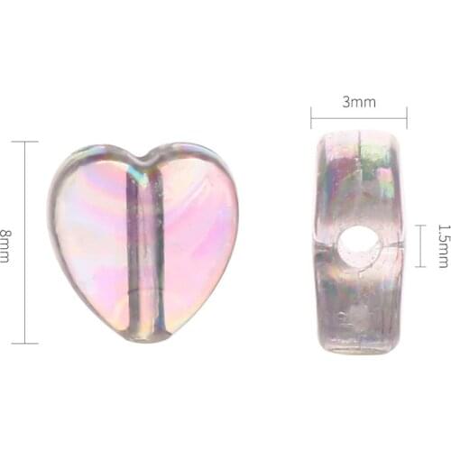 Julie Wang 100pcs 8mm Acrylic Heart Beads Transparent Heart Spacer Bead Bracelet Jewelry Making Accessory