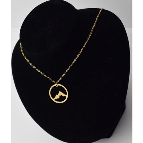 Europe and the United States hot titanium steel hollowed-out mountain necklace round mountain jewelry