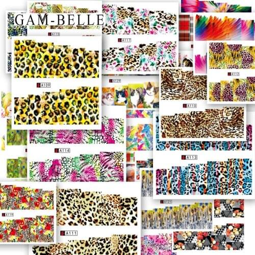 GAM-BELLE 36 Sheets/Set Sexy Leopard Nail Sticker Animal Skin Charms Full Water Transfer Decals Manicure Decoration Accessory