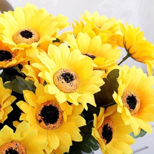 30cm 7-Head Artificial Sunflower Silk Flowers Floral Wedding Party Home Decor