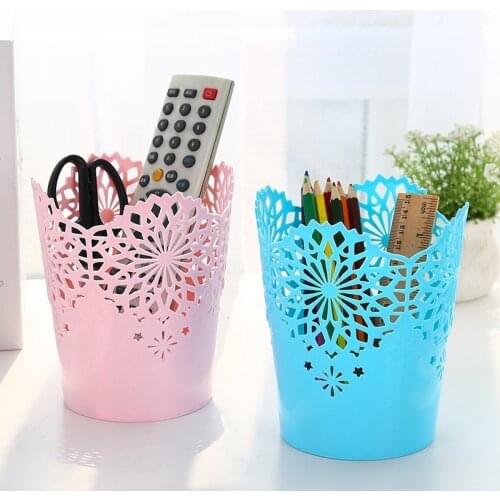 Creative Hollow Flower Pencil Holder Office Organizer Stationery Pen Holder Sundry Storage Barrels Box Makeup Brush Holder