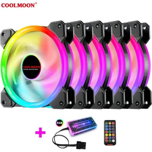 COOLMOON RGB Cooling Fan Quiet Gamer Cabinet PC CPU Cooler With Speed Adjust Desktop Computer Case 120mm 6PIN 12V Heat sink Fans