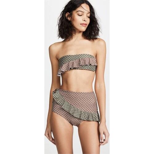 Ruffled Bikini Stretchy High Backless Design Split Swimsuit Texture Breathable and Smooth Swimwear Cool and Elegant Coexistence