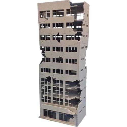 1:100 /1:144 HO Scale Sand Table Decoration DIY Assembly Model Trade Building - Battlefield Ruin Damaged Version