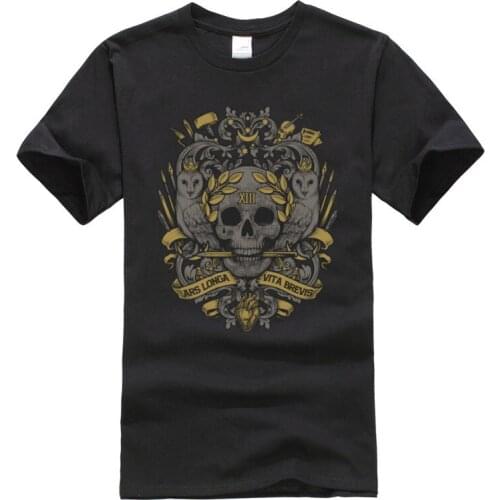ARS LONGA VITA BREVIS Skull Movie Tshirt All Cotton Tops Shirt for Men Simple Style Top T-shirts Coupons Round Collar T Shirt