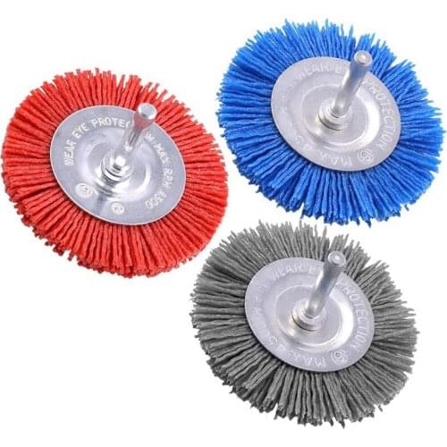 3Pcs 3Inch Abrasive Wheel Brush Set with 1/4 Inch Shank, Drill Brush Set Perfect for Removal Of Rust/Corrosion/Paint