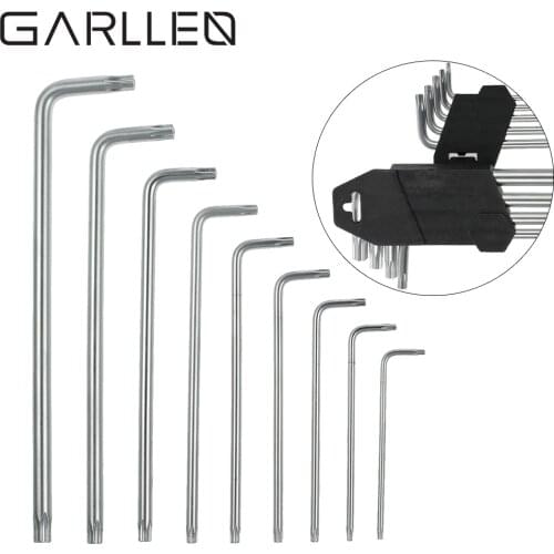GARLLEN 9 Pcs Star Torx Key Wrench Metric Star Torx Key Set T10 T15 T20 T25 T27 T30 T40 T45 T50 L Shape Hand Screwdriver Tool