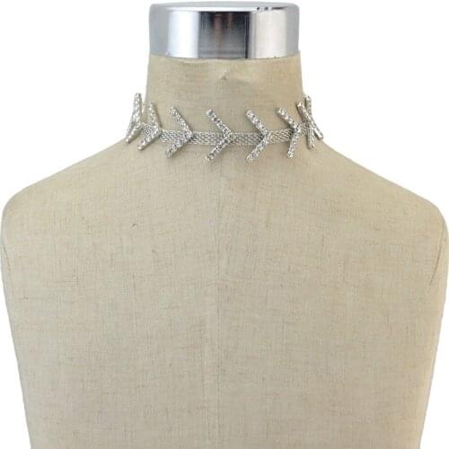 New Trendy Crystal Beads Statement Collar Choker Necklaces for Women Bridal Gold Metal Night Club Party collares Jewelry