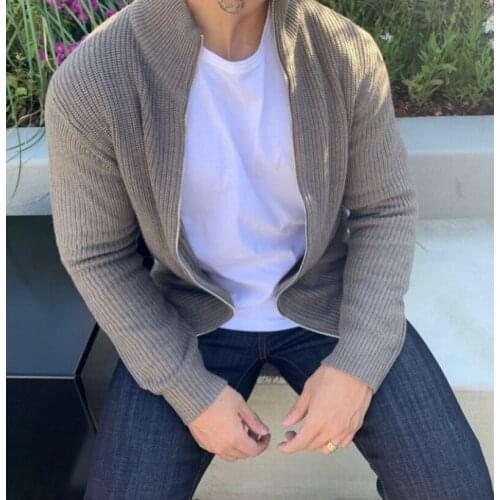 Fall/winter fitness autumn/winter new sweater zipper long-sleeved stand-up collar POLO shirt thickened warm sports cardigan