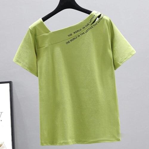 Oversize Womens Clothing 2021 New Plus Size Tops T-shirt Fashion Girls Ladies Short Sleeve V Neck Hollow Out Letter Tees S-4XL