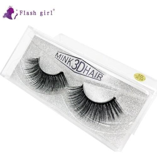 Flash Girl Professional 1 Pair Lashes In Bulk 5D Mink Natural False Eyelashes Cruelty Free Fake Eyelash Extension Makeup 5D-W38