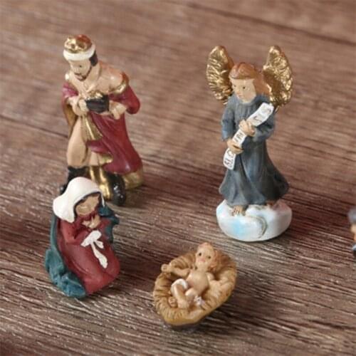 Christ Nativity Statue Scene Set Baby Jesus Manger Figurines Religious Ornaments