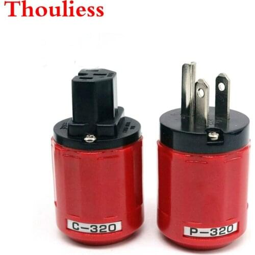 Thouliess pair HIFI Rhodium plated US power Plug IEC Connector Socket Jack for Audio AMP CD Plater Speaker AC power Cord Cable