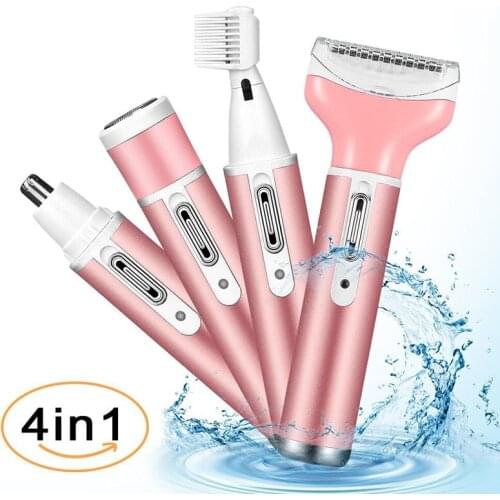 4 in 1 Electric USB Rechargeable Lady Shaver Clipper Nose Ear Hair Trimmer Eyebrow Trimmer Face Leg Depilator Bikini Women Razor