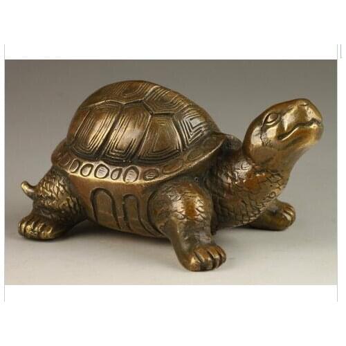 Decoration BRASS factory Pure Brass Antique Old Elaborate Chinese Collectable Old Brass Exorcism Tortoise Auspicious Statue