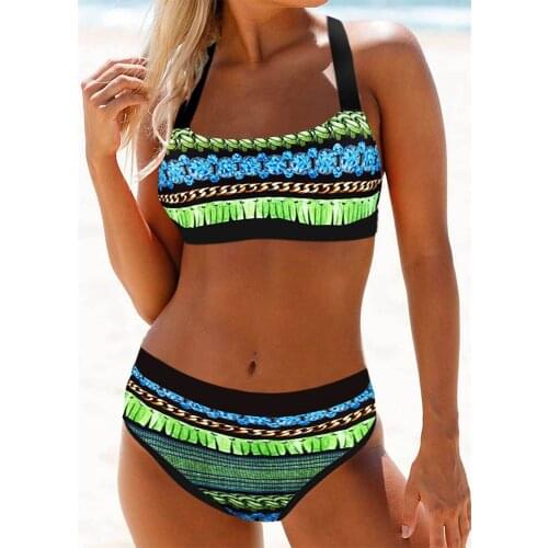 Plus Size Bikini Set 2021 New Print Swimwear Women Push Up Swimsuit Female Two Pieces Bikini Set Bather Bathing Suits Beach Wear