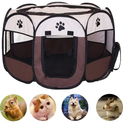 Octagonal Cage For Cat Tent Portable Folding Pet Tent Dog House Playpen Puppy Kennel cat litter Fence Outdoor Big Dogs House