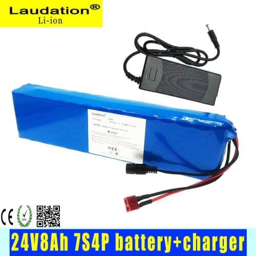 Lithium Battery Built-in 15a BMS with Charger 29.4V 8Ah Bateria for 250W 350W Electric Bicycles, Electric Motorcycles（DC+T put